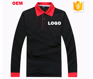 Uniforme de restaurant Chemise polo en coton à manches longues noire pour femmes avec logo personnalisé - Product Image 1