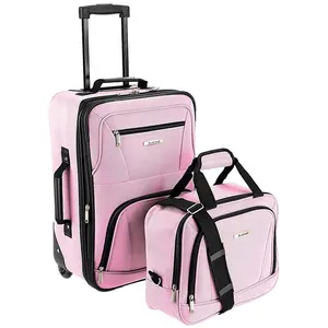 Maleta de viaje de nailon rosa para mujer, 2 uds., Trolley, juegos de bolsas de equipaje