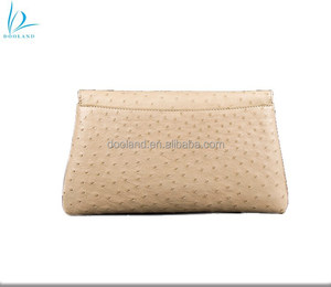 लक्जरी डिजाइनर वास्तविक शुतुरमुर्ग चमड़े देवियों क्लच बैग - Product Image 2