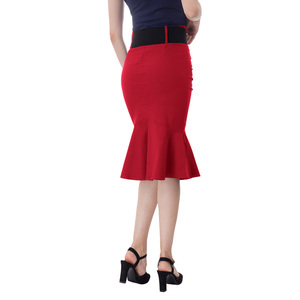OEM Ladies Belt Decorated Hips-ラップBodycon Skirt Elegant Mermaid Pencil Skirt Womens