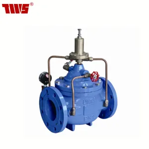 Katup pengurang tekanan air biru TWS suhu Normal CI umum 3 tahun minyak air Gas Manual ASTM BS DIN Flange Ends CN;TIA