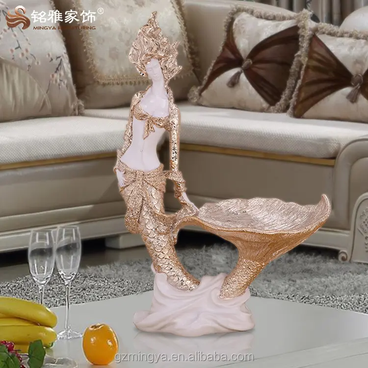 Modern resin crafts fruit bowl sexy lady fairy figurines for home decor