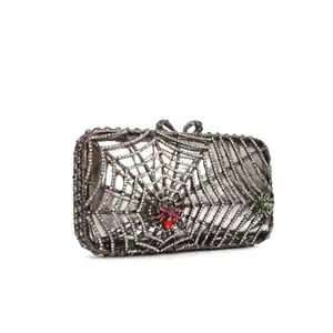 Unique design spider shape women lady evening party crystal bag clutch with metal frame