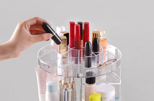 Clear Plastic 360 Degree Spinning Cosmetic Organizer Box Plastic <strong>Make</strong> <strong>up</strong> Drawer Brush and Lipsticks <strong>Holders</strong> - Product Image 4