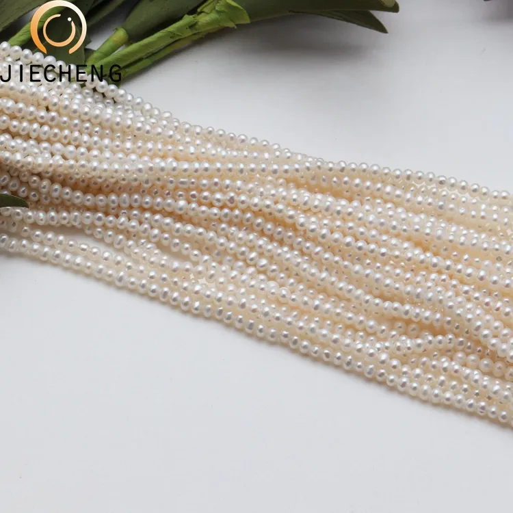 Hot selling freshwater 3mm natural pearl AAA potato shape genuine pearls strands wholesale