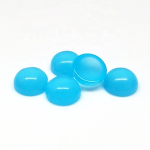 Taglio rotondo <span class=keywords><strong>Blu</strong></span> Pietre Preziose Cabochons della Parte Posteriore Piana di Vetro Colorato