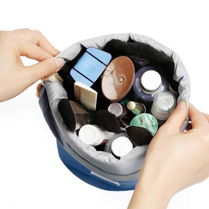 Wholesales Custom Fashion Travel Barrel <strong>Drawstring</strong> Cosmetic <strong>Makeup</strong> Pouch Organizer <strong>Bag</strong> - Product Image 2