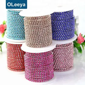 Colorful Rhinestone Chains SS12 3ミリメートルSilver Base Over 25 Kinds Of Color Crystal AB Rhinestone Cup Chain For Wedding Dress