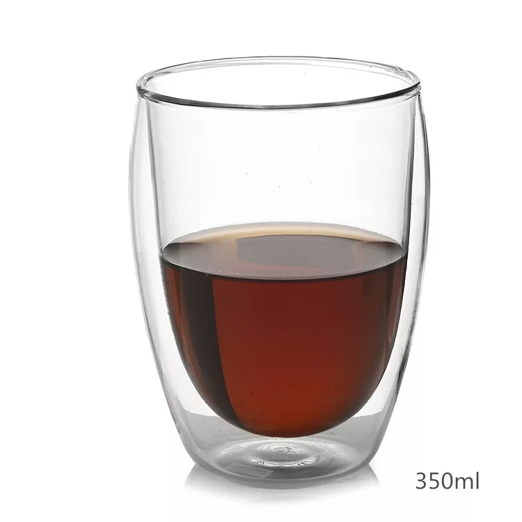 Heat resistant borosilicate double wall glass cups mug