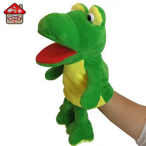 China Hersteller musikalische Handpuppe benutzer definierte ausgestopfte Plüsch Tier Spielzeug Frosch Handpuppe mit krächzen Stimme für Kinder Geschenk