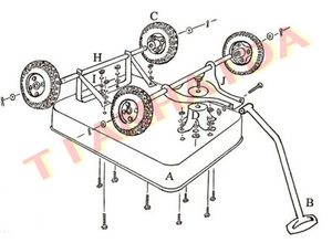 Bollerwagen roda grande do terrain do jardim, de aço vermelho tamanho completo madeira da carga lados crianças com freio - Product Image 4