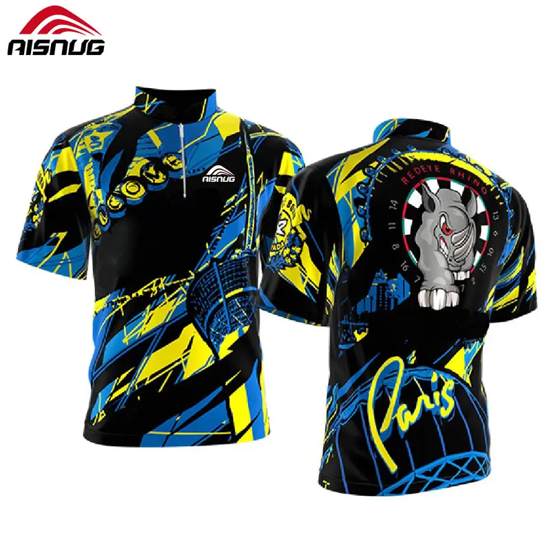 Groothandel Ademende Sublimatie Print Mannen Jersey Custom Design Dart Shirts Met Zak