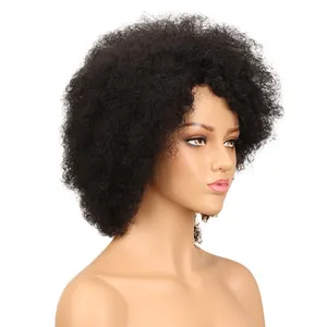 最好的质量漂白结 130% 密度处女人发自然色短 4c 非洲卷发 360 蕾丝假发