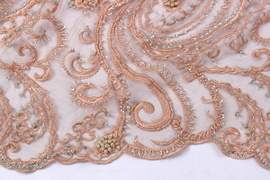 Vải Tuyn Châu Phi Chất Lượng Cao Với Hạt Phong Cách Vải Tuyn Cứng Ren Pháp FL0387 Ren Thêu Ren Lưới 2019 - Product Image 5