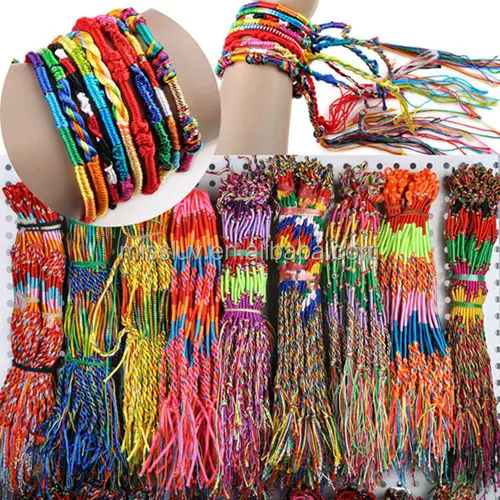 colorful string Hand woven bracelets friendship bracelets unique cheap promotion gifts rainbow color thread woven bracelets