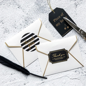 #9 mini nizza fancy carta bianca busta lamina d'oro bianco boarder biglietto di ringraziamento con adesivo chiusura - Product Image 2