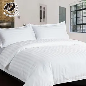 普通酒店白色床罩4件套豪华蓬松酒店100% 棉麻床上用品套装