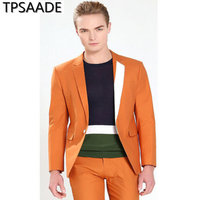 Traje naranja para hombre esmoquin entallado, 2 piezas, trajes de graduación para novio, chaqueta de abrigo para boda (chaqueta + pantalones)