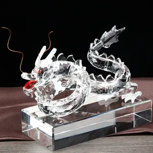 OEM/ODM最新中国十二生肖水晶玻璃龙形带支架