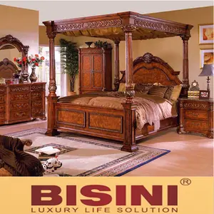 Bisini — meuble de luxe en bois, mobilier Antique de chambre à coucher, cadre de lit Double taille King, ensemble de meubles pour chambre à coucher