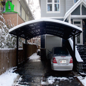 Metal <strong>curved</strong> roof <strong>carport</strong> with storage shed attached Lanyu cheap uv resistant  <strong>canopies</strong>
