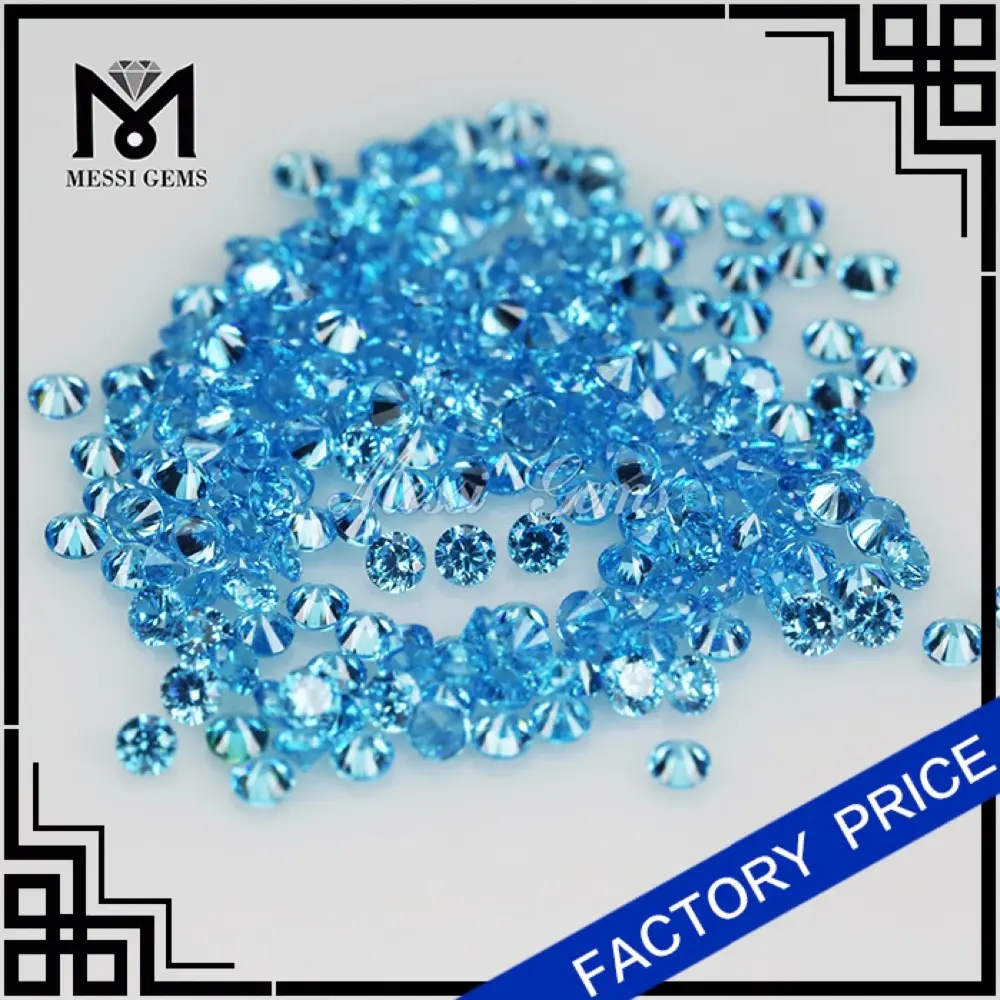 1mm yuvarlak parlak aquamarine cz sentetik taşlı taş