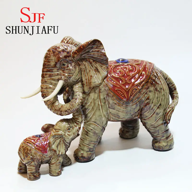 Animales de cerámica artesanales elefante adornos modernos para el hogar