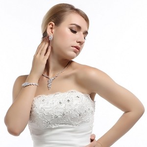 Teemi Usine de gros plaqué rhodium luxe <span class=keywords><strong>Marquise</strong></span> Cut zircon Mode féminine Fleur nuptiale Jewelry Set - Product Image 6