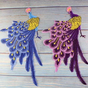 Patchs <span class=keywords><strong>à</strong></span> <span class=keywords><strong>coudre</strong></span> en forme de paon pour vêtements, mode, dentelle animale, broderie, applique, vêtements, robe, accessoire de fête, 45*24cm - Product Image 4