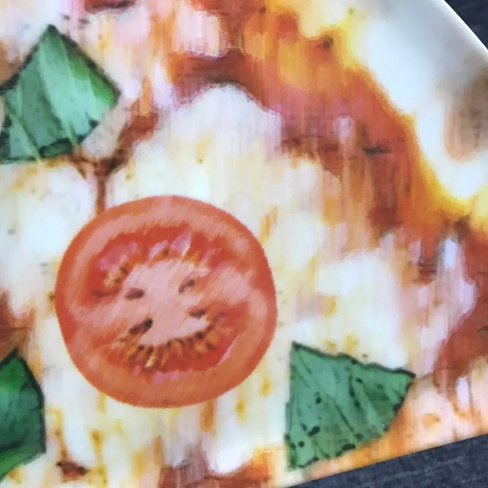 Placas con forma de pizza para impresión personalizada, melamina