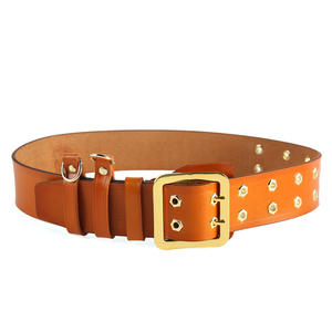 Ingrosso 4.4cm di larghezza extra largo doppio denti in lega di zinco fibbia di alta qualità <span class=keywords><strong>marrone</strong></span> nero vera pelle di mucca cinture in pelle - Product Image 4