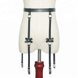 Ceinture de jarretière en cuir <span class=keywords><strong>pour</strong></span> femmes <span class=keywords><strong>et</strong></span> hommes sexy <span class=keywords><strong>pour</strong></span> <span class=keywords><strong>bas</strong></span>, nœud fait à la main, costume punk, tenue, ceinture de taille ronde - Product Image 1