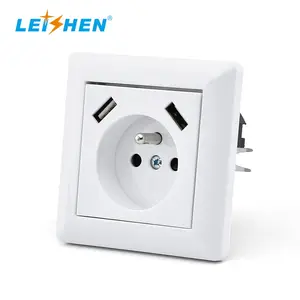 Euro French standard 250 V 16 A wall socket with dual USB Output 3.4 A wall socket Including Frame Flush-Mounted Insert & Cover