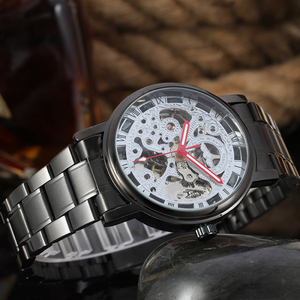 Jam Tangan Skeleton Pria, Arloji Otomatis Dial <span class=keywords><strong>Analog</strong></span> Mekanik Stainless Steel, Angin Sendiri - Product Image 3