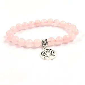 A Variety Of Gemstone Rose Quartz Amethyst Toumarline Turquoise Aventurine Tree Of Life Bracelet