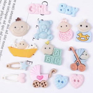 Kawaii राल लड़का लड़की चार्म्स लवली बच्चे के सामान DIY फोन गोले मोती बाल सजावट के लिए फ्लैट वापस कीचड़ शिल्प