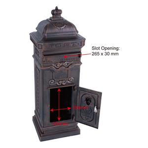 Boîte <span class=keywords><strong>aux</strong></span> messages en aluminium moulé, grand coffret sur pied, avec 2 portes et verrou - Product Image 5