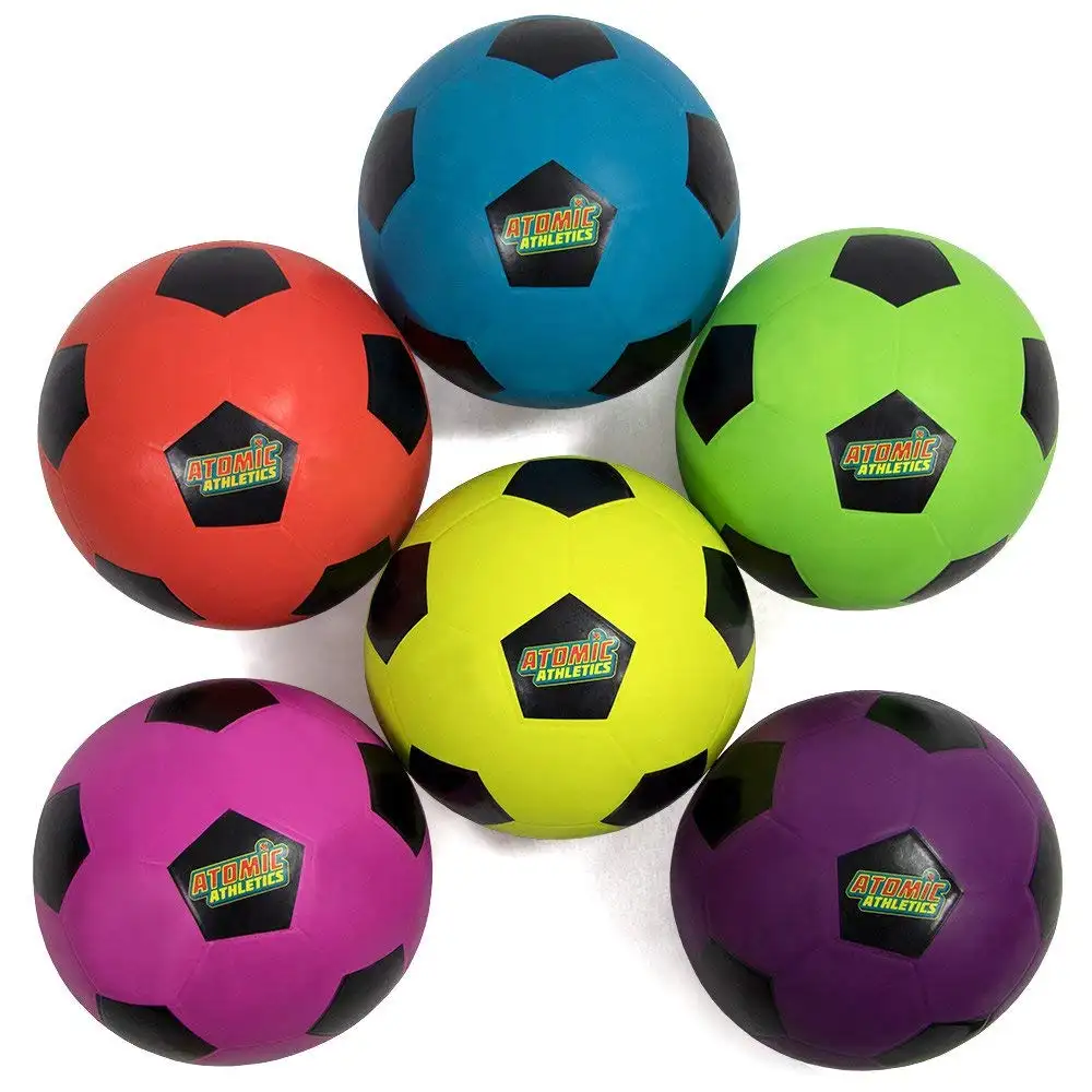 Atletizm Neon kauçuk oyun alanı futbol topları-düzenleme boyutu 5, 8.5 "topları ile hava pompası ve örgü saklama çantası