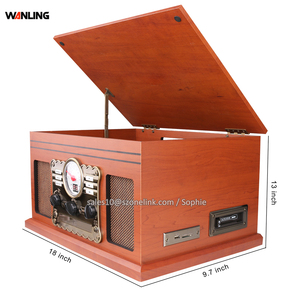 Nostalgic <strong>CD</strong> Recorder DAB Radio Wooden Turntable Phonograph with <strong>USB</strong> Cassette <strong>Player</strong> - Product Image 3