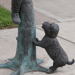 Hot Koop Tuin Decoratie Bronzen Standbeeld Jongen En Hond Mailboxen