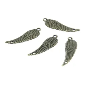 Antiqued Bronze Tone Angel Wings Charms: Elegant 30X9mm Pendant for a Heavenly Touch