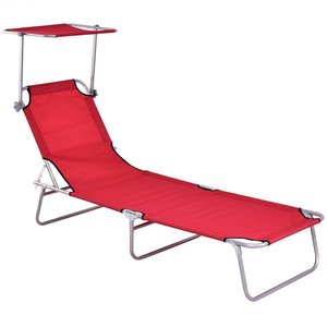 Portable Folding Camping Bed Sun Lounger Outdoor Patio Lounge <strong>Recliner</strong> <strong>Garden</strong> Chair <strong>Recliner</strong> with Sunshade Canopy - Product Image 2