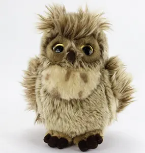 custom cute lifelike stuffed animal plush owl toy long hair
