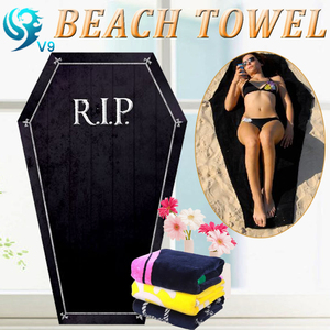 100% Cotton Velour Hoạt Tính In Tùy Chỉnh Hình Dạng Khác Nhau Quan Tài Khăn Bãi Biển - Product Image 1