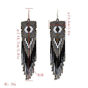 Boucles d'oreilles créoles en perles et pompons de style bohème faites à la main Moyamiya pour <span class=keywords><strong>mariage</strong></span>, fête, fiançailles, usage quotidien unisexe, cadeau - Product Image 6