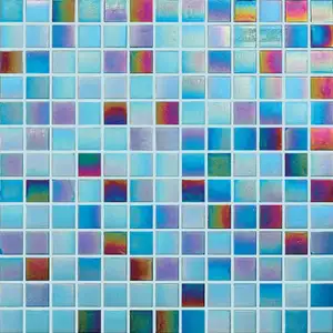 Modern Dolphin Pattern Glass Stone Metal Mosaic Tile for Swimming Pool Bathroom or Hotel Use Square Parquet Design
