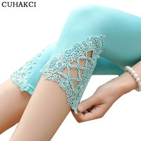 Phụ Nữ Mới Modal Xà Cạp Capri Phụ Nữ Giản Dị Slim Hollow Crochet Ren Cotton Sợi Tre Thở Legging