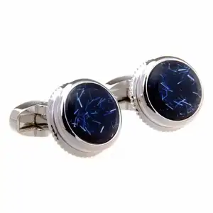 Professional make crystal Agate stone rhinestone custom metal cufflink