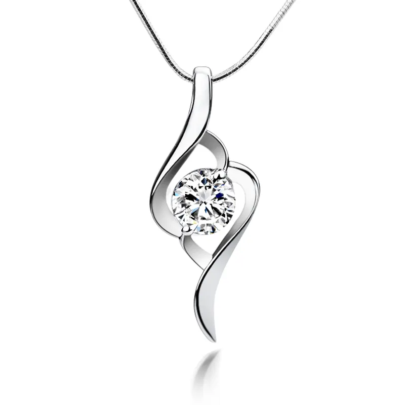 Großhandel synthetische Edelstein runde Form Silber Zirkonia Anhänger für Verlobung geschenk