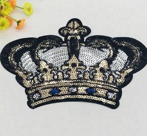 Aplique de corona de lentejuelas, parches de lentejuelas para ropa, parche grande de lentejuelas para abrigo, camiseta, parche decorativo